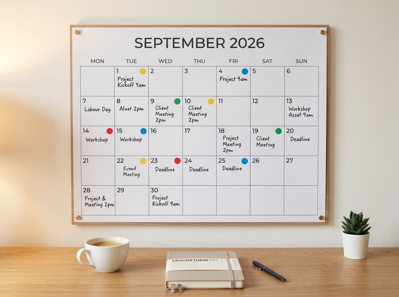 A content calendar with ten weeks of posts scheduled
