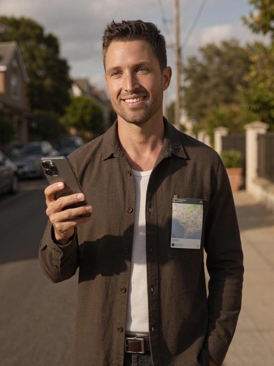 A local business owner finding his business at the top of Google Maps on his phone