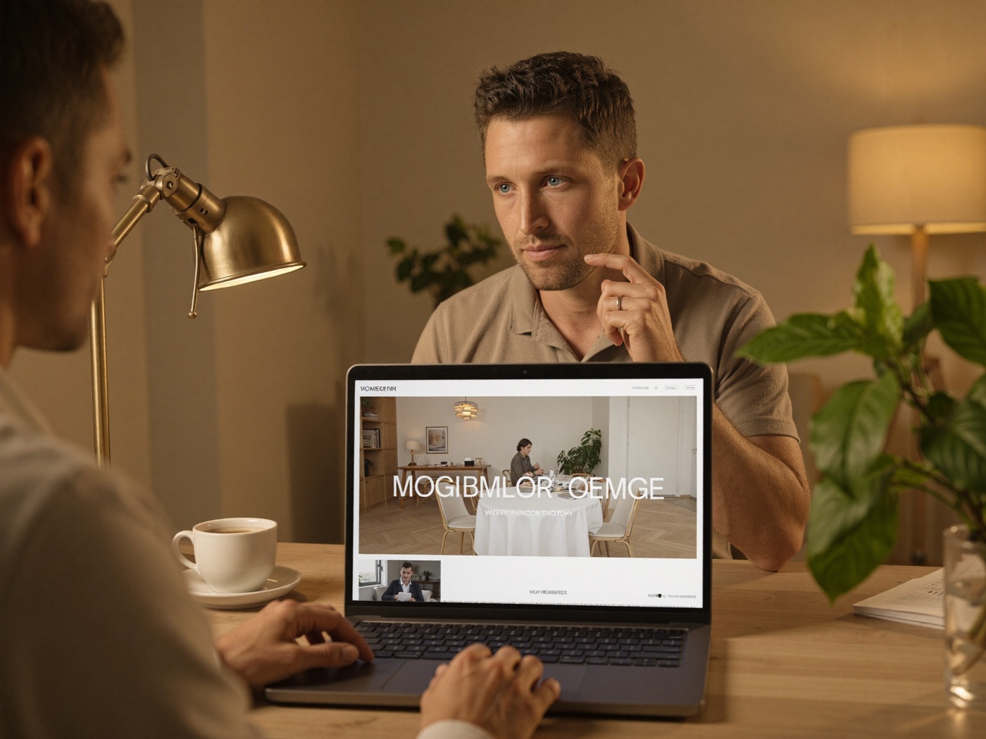 A local business owner reviewing his custom website at his desk