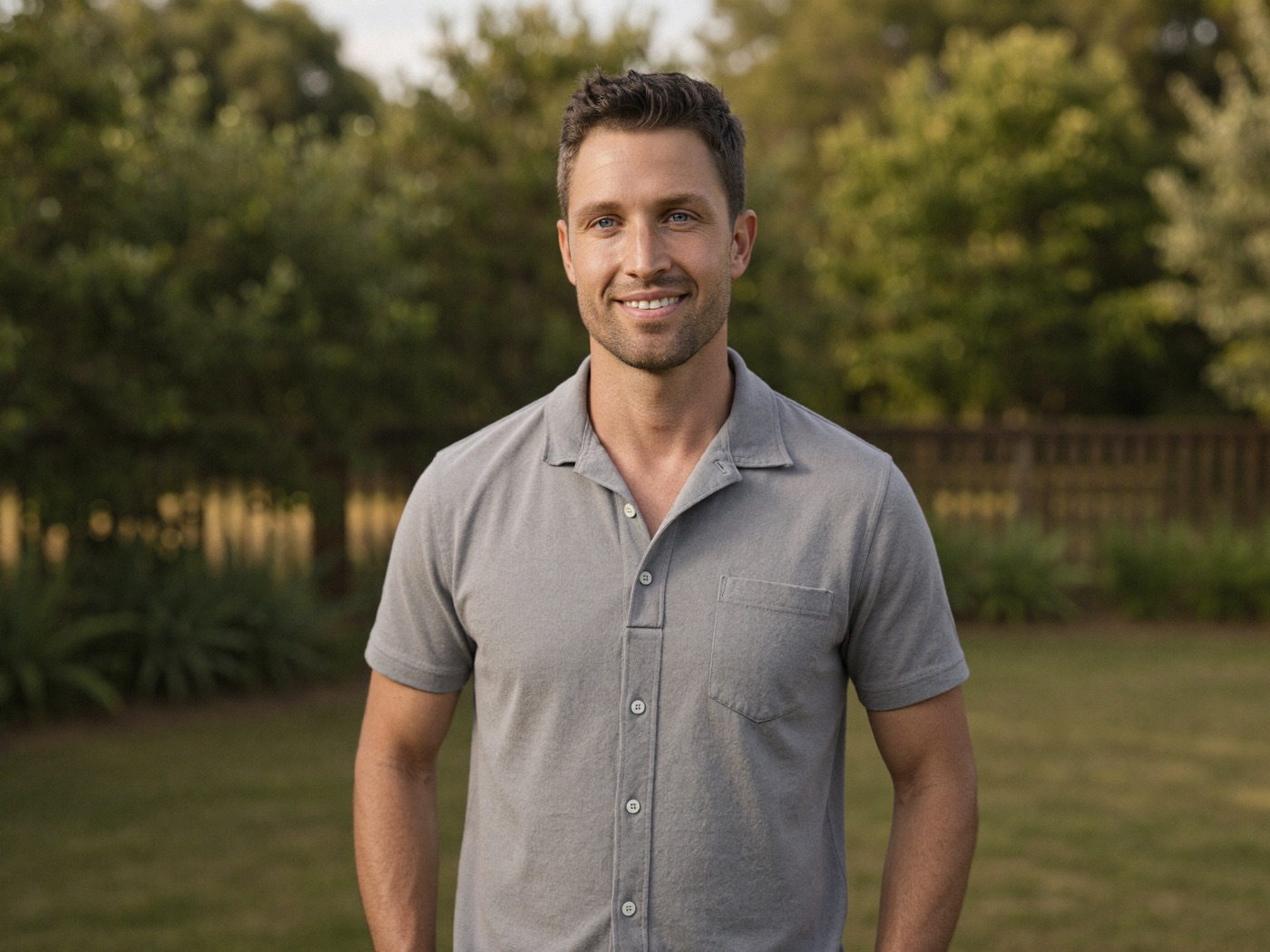 A local business owner outdoors with a quiet confident smile